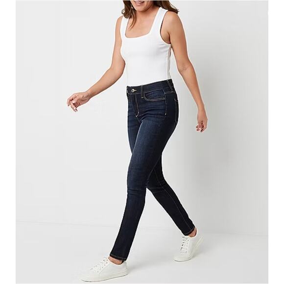 St. John's Bay - Tall Secretly Slender Stretch Fabric Mid Rise Skinny Fit Jeans - Picture 1 of 5